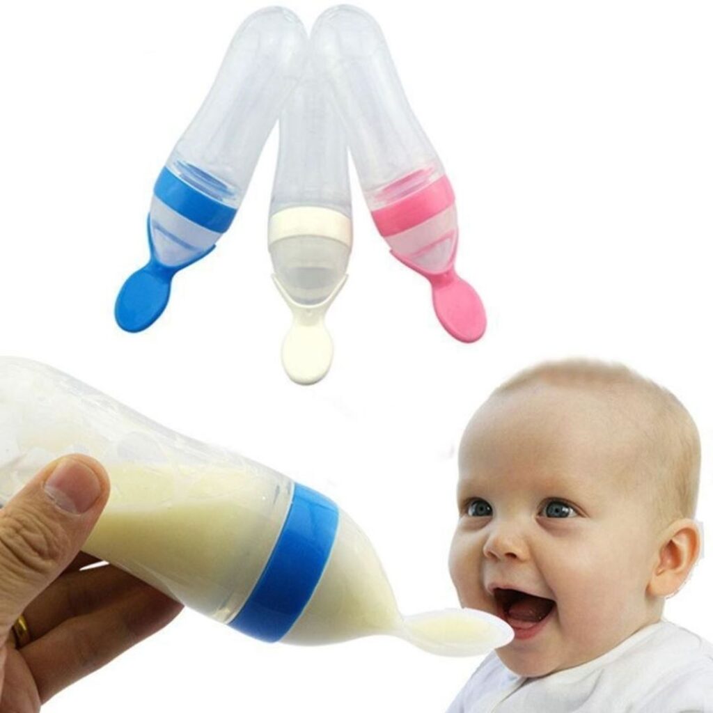 silicone baby spoon feeding bottle