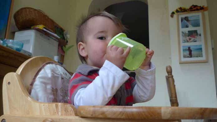 baby drinking water